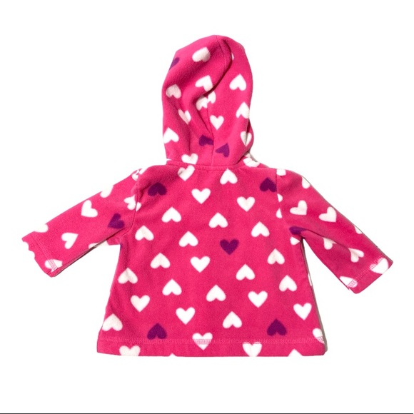 Old Navy Sweater Zip Up With Hood Pink Heart 3-6M - Picture 3 of 5